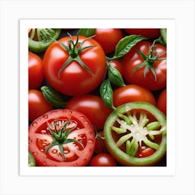 Tomatoes And Basil 2 Art Print