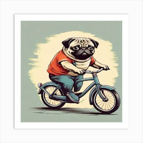 Pug Riding A Bike Canvas Print Art Print