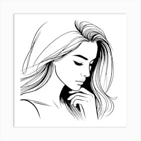 Beautiful Girl With Long Hair Art Print