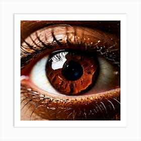 Brown Eye Human Close Up Pupil Iris Vision Gaze Look Stare Sight Close Macro Detailed (4) Art Print