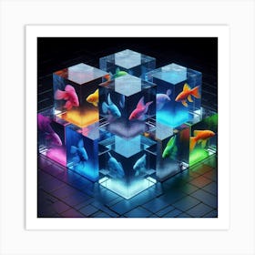 Fish In Cubes Art Print