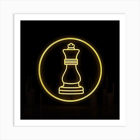 Neon circular Illustration of a chess pice Art Print