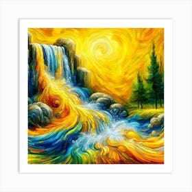 Waterfall Painting 1 Art Print