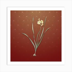 Vintage Gladiolus Lineatus Botanical on Falu Red Pattern n.1094 Art Print