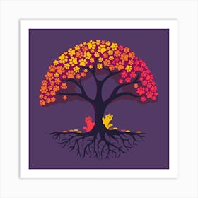 Pawtumn Tree - Paw | Autumn Paws | Funny Cute Kittens | Cat Lover | Fall Leaves | Autumn Tree | Fall Season | Cat lover | Love Animals | Nature Art Print