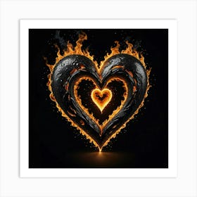 Inferno Of Love A Heart Of Fire Art Print