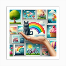 Photo Collage With Cat Art Print