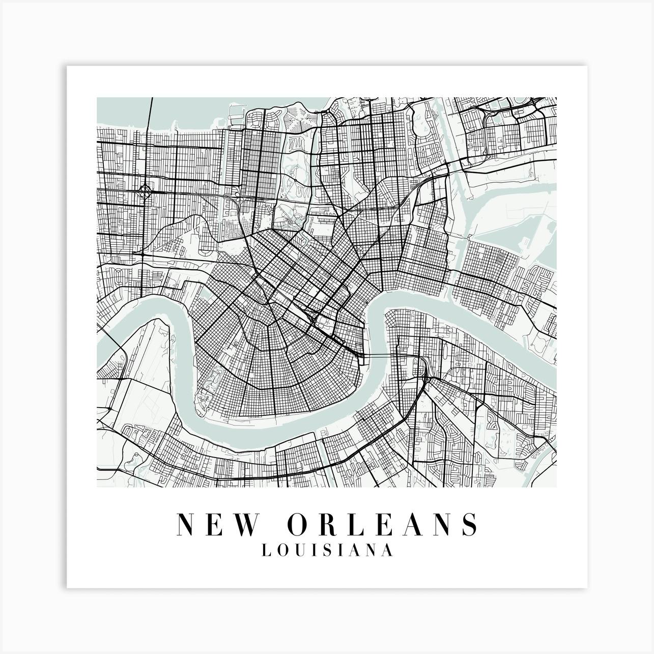 New Orleans Unframed Art Print Colorful Street Map Poster Louisiana