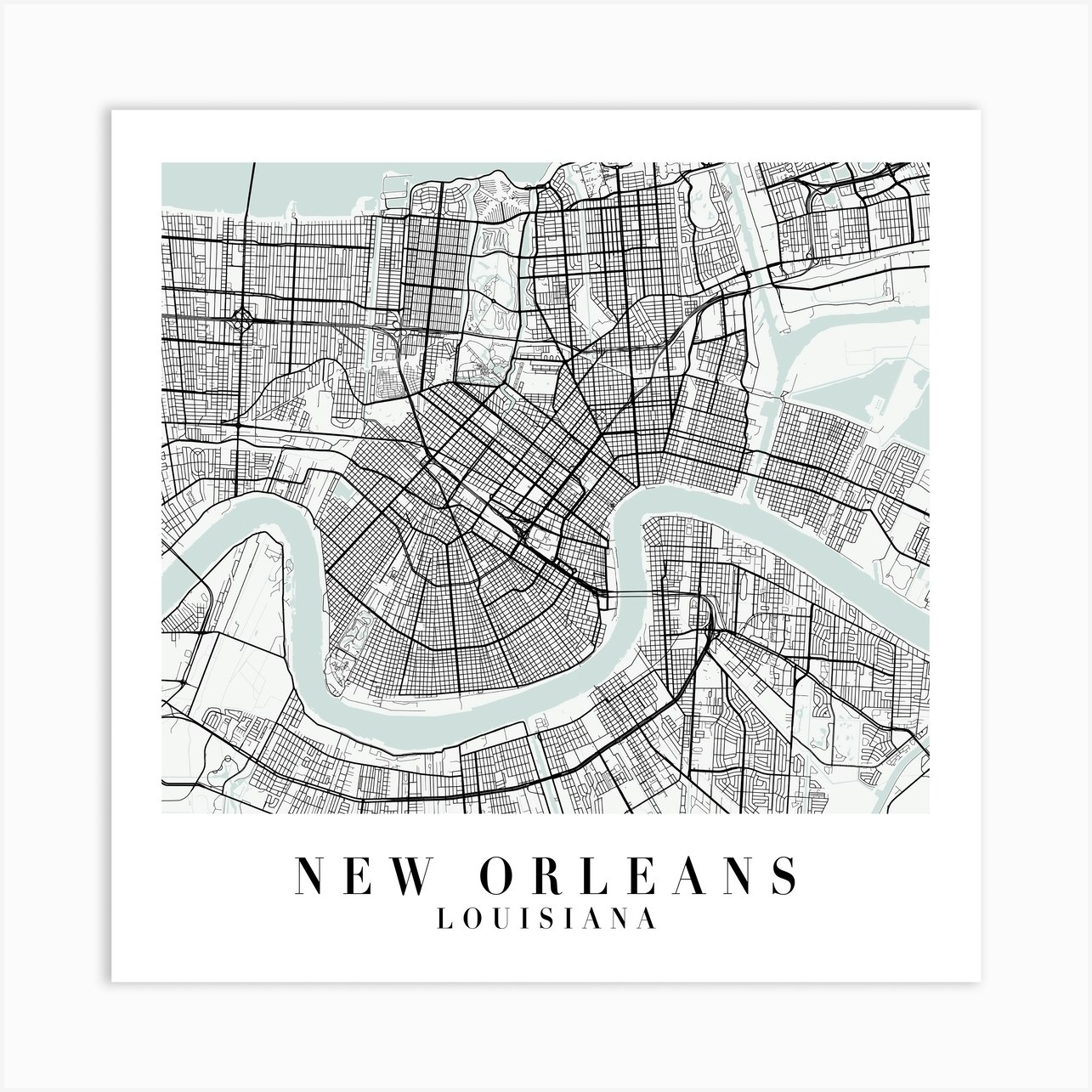 New Orleans Louisiana Street Map Minimal Color Square Art Print By Typologie Paper Co Fy