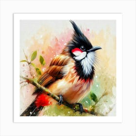 Bulbul Bird On A Branch Art Print