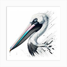 Pelican Head - Abstract Line Art Illustration 178 Art Print