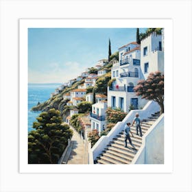 Greece By The Sea Art Print