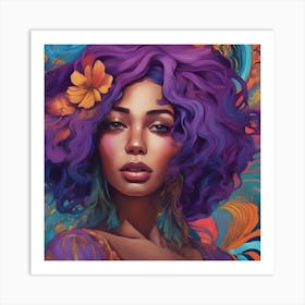 Purple Haired Woman Art Print