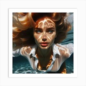 Underwater Portrait Of A Young Woman Art Print