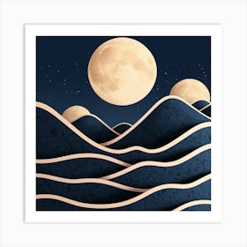 Moon And Waves 29 Art Print