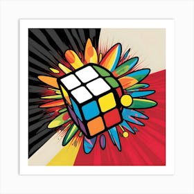 A Vibrant Professional Graphic Design In A Pop Art Style Rubik's Cube Art Print