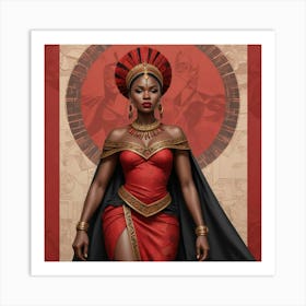 Pikaso Texttoimage Comic Style Beautiful Africanpowerful Queen Warrio (1) Art Print