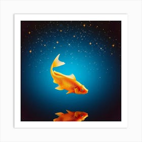 Goldfish On A Starry Night 1 Art Print