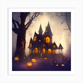 Halloween Haunted House Art Print