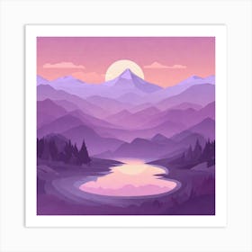 Misty mountains background in purple tone 56 Art Print