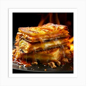 Pizza On Fire Art Print