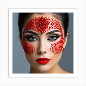 Beautiful Woman With Red Makeup 1 Art Print