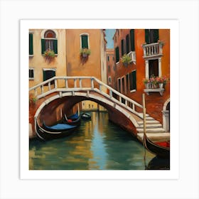 AI generated oil painting of Venice architecture and water canal. 3 Art Print