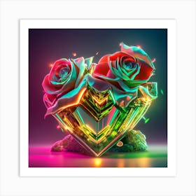 Neon Roses Art Print