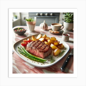 Steak and Potatoes On A Plate Art Print