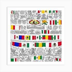 Mexican Flags 6 Art Print