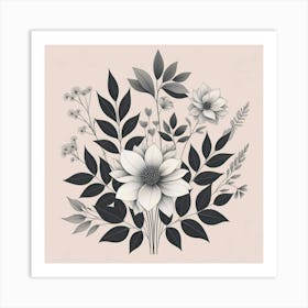 Black And White Flowers Art Print