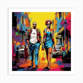 Nigerian Couple Walking Down The Street Art Print