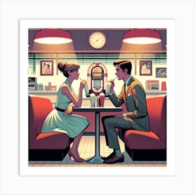 Evening Diner Date 60's Art Print