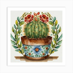 Cactus In Pot Art Print