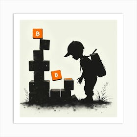 Child Playing With Blocks Art Print