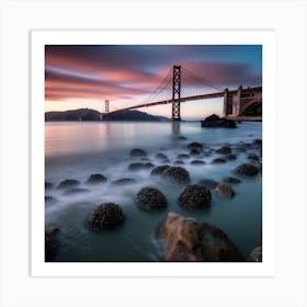 Golden Gate Bridge At Sunset Art Print