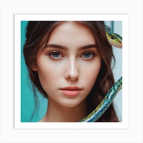 Portrait Of A Woman With A Snake Art Print