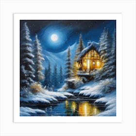 Cabin In The Snow 2 Art Print