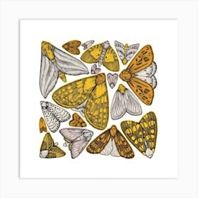 Yellow Moths Square Art Print