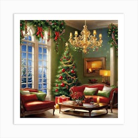 Christmas Living Room Art Print