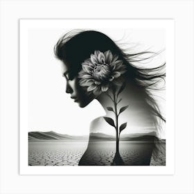 Silhouette of a beautiful woman 7 Art Print