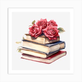 Roses On Books 6 Art Print