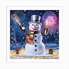 Leonardo Phoenix 09 A Jovial Snowman Adorned With A Glittering 0 Art Print