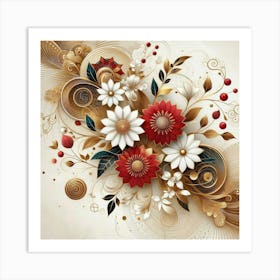 White and red flowers Art Print