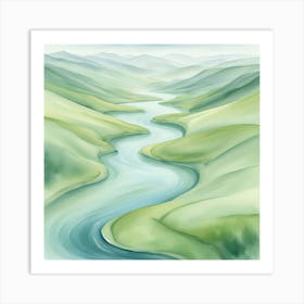 River In The Valley Art Print