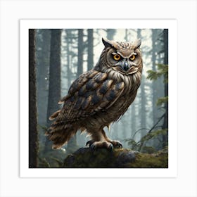 Owl In The Forest 138 Art Print