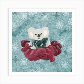 Christmas Koala in a blanket Art Print