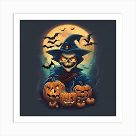 Halloween Witch With Pumpkins 5 Art Print