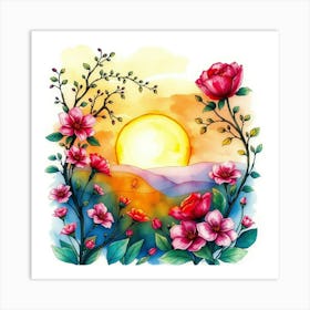 Watercolor Roses Art Print