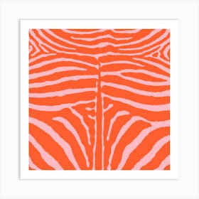Zebra Print Orange and Pink Art Print